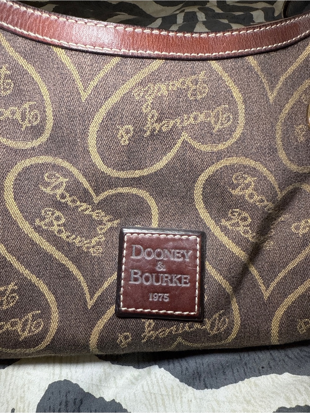 Dooney & Bourke Brown Heart-Print Canvas Shoulder Bag - Picture 3 of 8